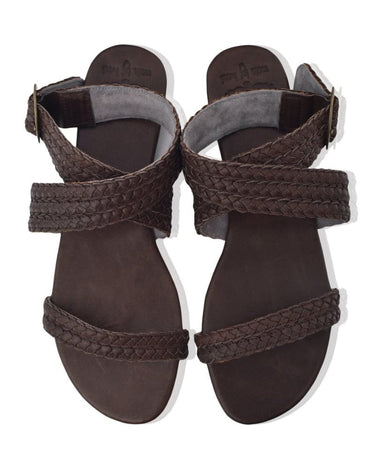 ELF Orra Greek Leather Sandals Dark Brown / 5