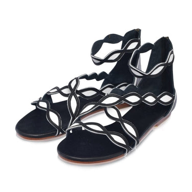 ELF Blossom Leather Sandals in Beige and Gold Black and White / 5