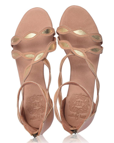 ELF Blossom Leather Sandals in Beige and Gold Beige and Gold / 5