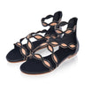ELF Blossom Leather Sandals in Beige and Gold Black and Beige / 5