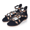 ELF Blossom Leather Sandals in Black and Beige Black and Beige / 5