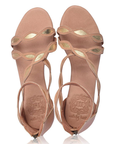 ELF Blossom Leather Sandals in Black and Beige Beige and Gold / 5
