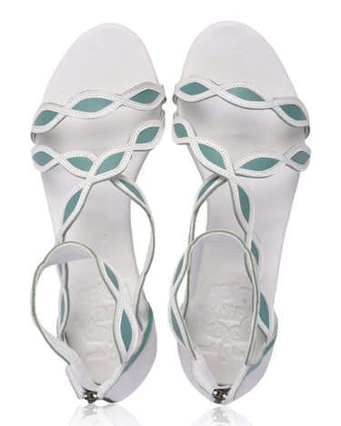ELF Blossom Leather Sandals in Black and Beige White and Mint / 5