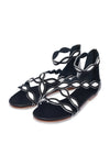 ELF Blossom Leather Sandals in Black and White Black and White / 5