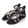 ELF Blossom Leather Sandals in Camel and Gold Black and Beige / 5