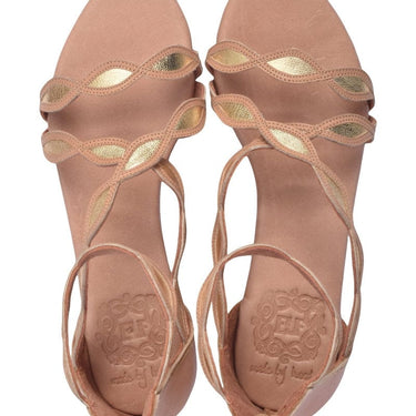 ELF Blossom Leather Sandals in Camel and Gold Beige and Gold / 5