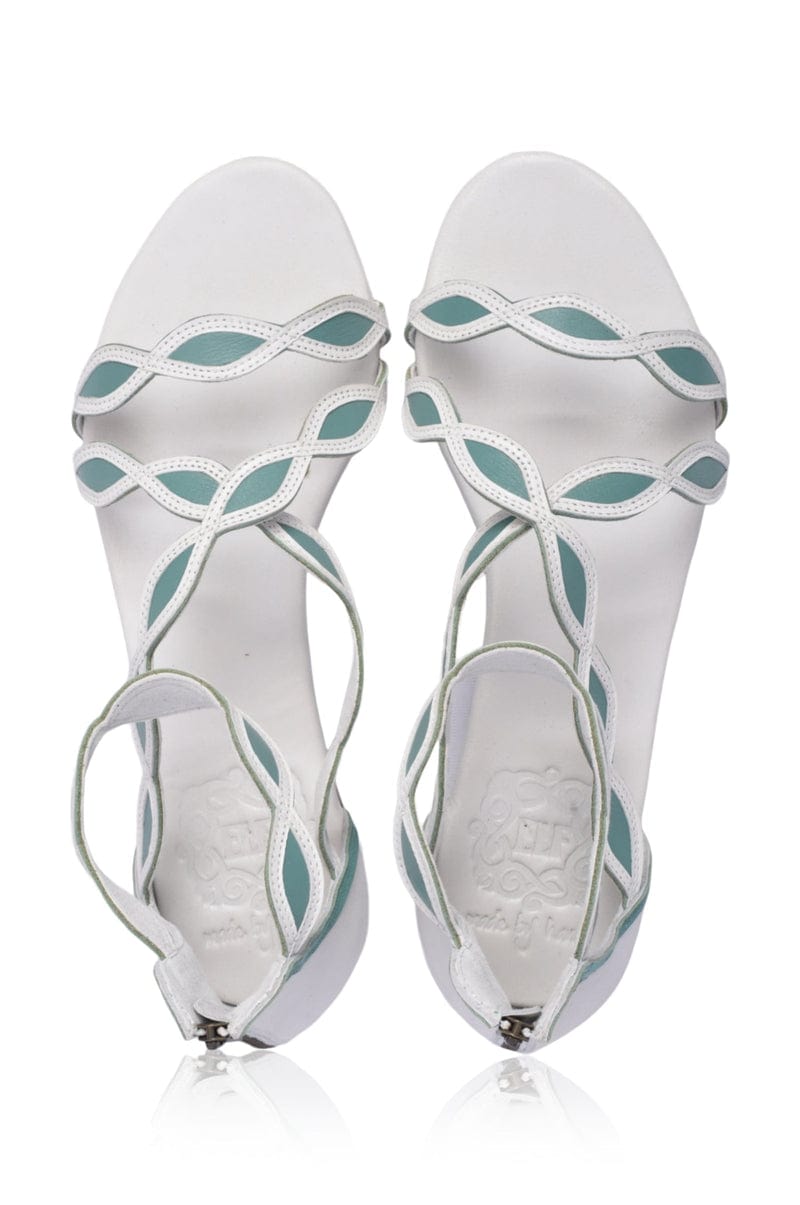 ELF Blossom Leather Sandals in White and Mint White and Mint / 5