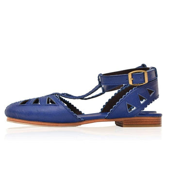 ELF Bounty T-strap Leather Sandals Royal Blue / 5