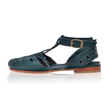 ELF Bounty T-strap Leather Sandals Emerald / 5