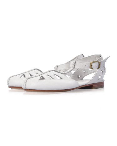 ELF Bounty T-strap Leather Sandals in White
