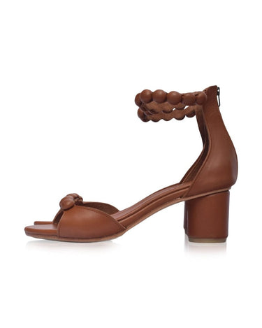 ELF Candy Round Heel Sandals in Dark Brown Vintage Camel / 5
