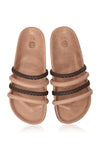 ELF Castaway Leather Slides Vintage Beige / Brown Stripe / 5