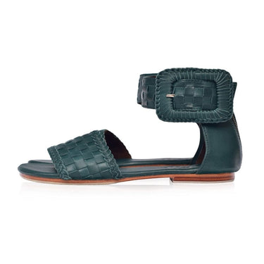 ELF Madagascar Woven Leather Sandals Emerald / 5