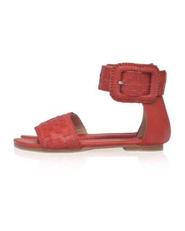 ELF Madagascar Woven Leather Sandals by ELF Vintage Red / 5