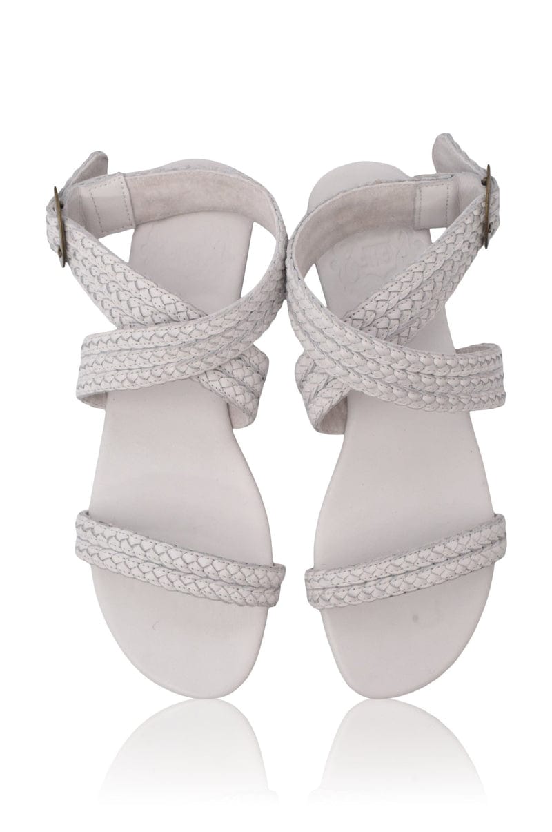 ELF Orra Greek Leather Sandals Pure White / 5