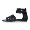 ELF Rimini Boho Leather Sandals in Black Black / 5