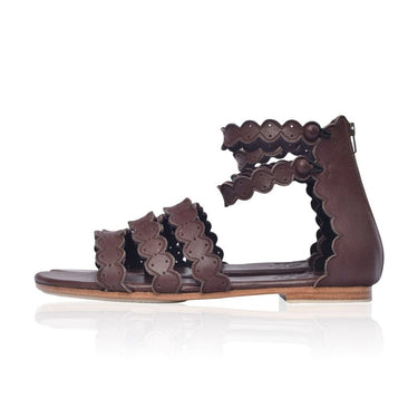 ELF Rimini Boho Leather Sandals in Dark Brown Dark Brown / 5