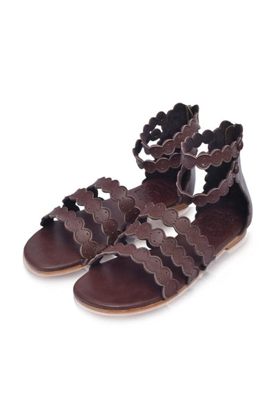 ELF Rimini Boho Leather Sandals in Dark Brown