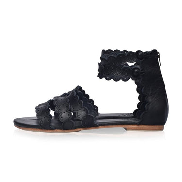 ELF Rimini Boho Leather Sandals in Dark Brown Black / 5
