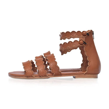 ELF Rimini Boho Leather Sandals in Vintage Camel