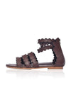ELF Rimini Boho Leather Sandals in White Dark Brown / 5