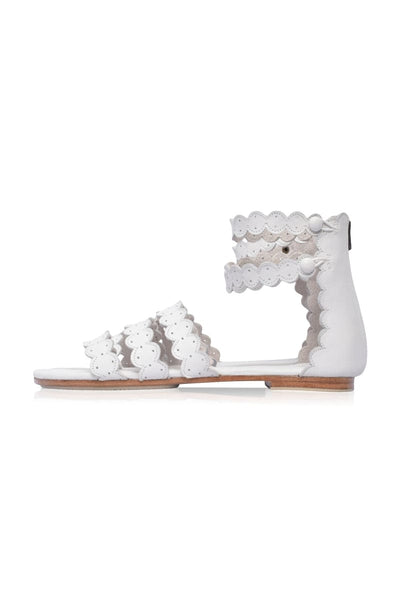ELF Rimini Boho Leather Sandals in White Pure White / 5