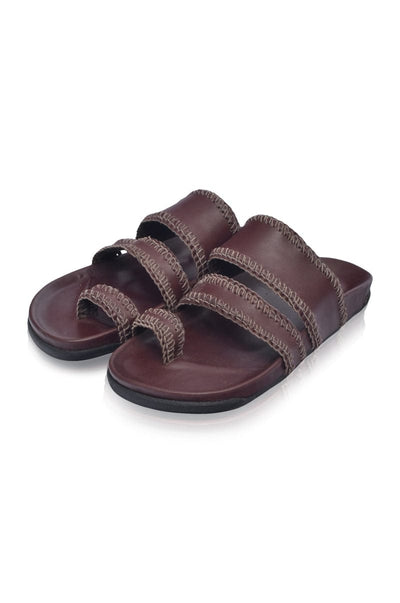 ELF Amigo Leather Slides in Dark Brown