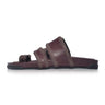 ELF Amigo Leather Slides in Vintage Beige Dark Brown / 5