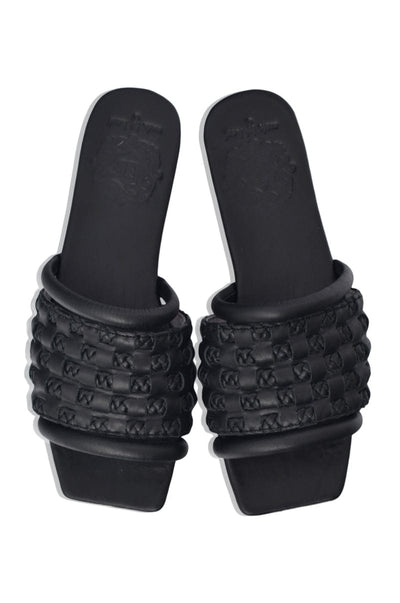 ELF Majorca Leather Slides Black / 5