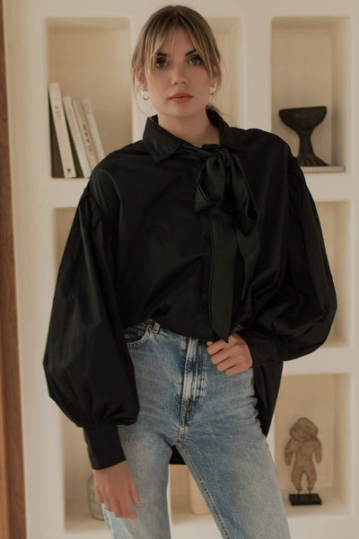 ELF Merci Balloon Sleeve Oversized Shirt Black / S