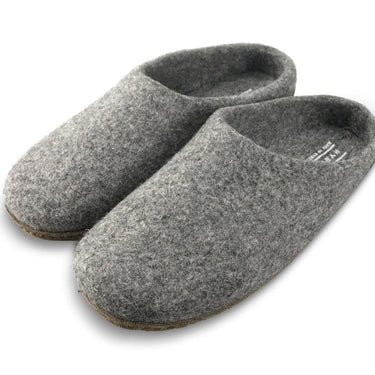 Kyrgies Women's Wool Slippers with All Natural Sole & Low Back in Gray