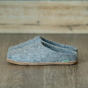 Kyrgies Women's Wool Slippers with All Natural Sole & Low Back in Gray