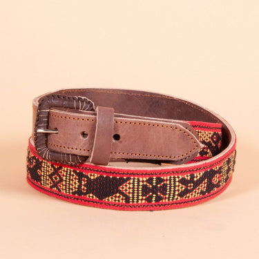 Made by hand in Mexico Belt Men's Oaxacan Embroidered Leather Belt