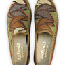Artemis Design & Co Men's Loafers showcase a rich color palette of green, red, brown, black, rust, and cream, creating a harmonious blend of earthy and bold tones. Meticulously crafted, these loafers seamlessly merge warm and vibrant colors, offering a versatile and stylish footwear option. (Front View)