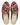 These slippers are designed to catch attention with their vibrant colors and contemporary style. The bold red and white hues create a visually pleasing contrast, while the touches of brown and pink add a subtle and unique twist. (Front View)